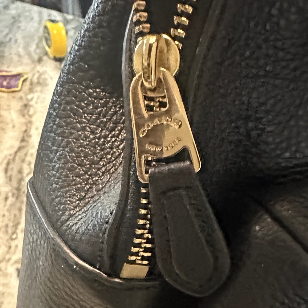 Coach Black Pebbled Leather Backpack with Gold Hardware - Picture 6 of 6